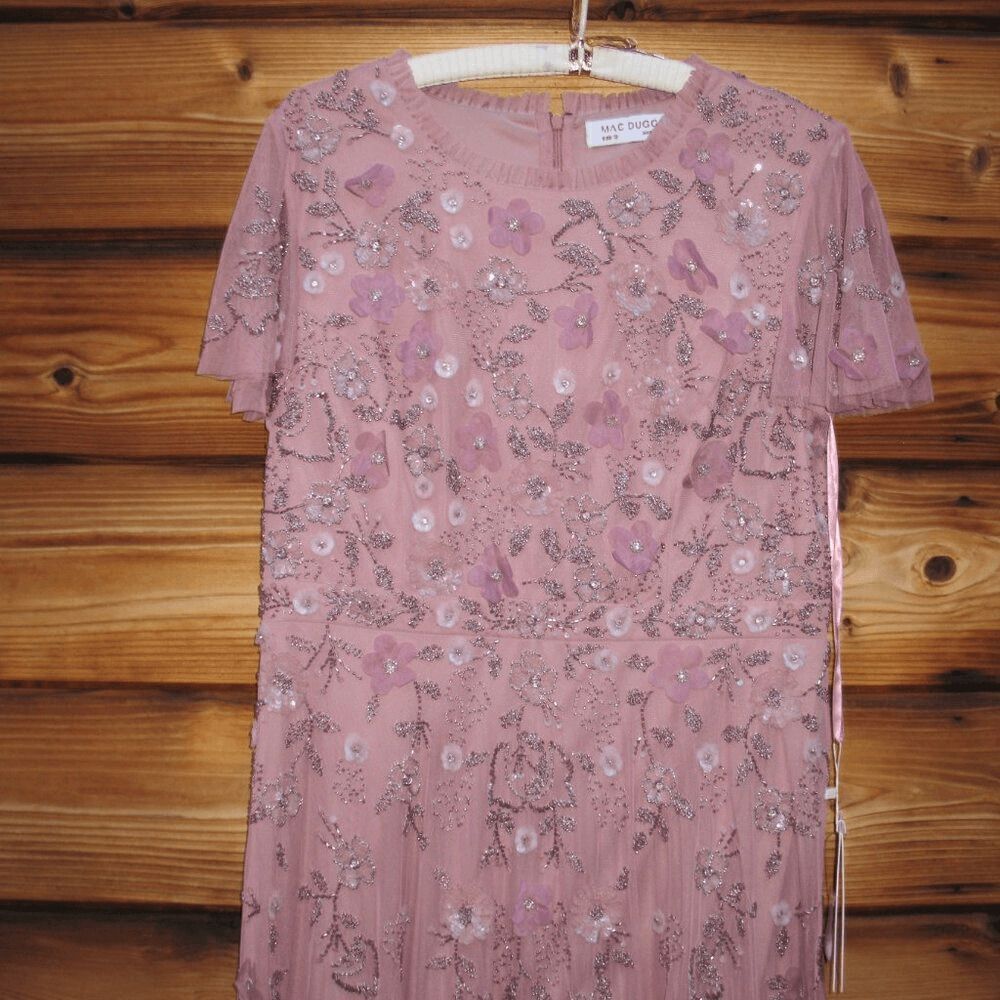 MAC DUGGAL 9212 Embellished High Neck Cap Sleeve A Line Dress Pink 12 - Picture 8 of 15